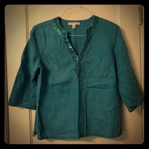 *SOLD* JM Collection Linen & Sequin Top
